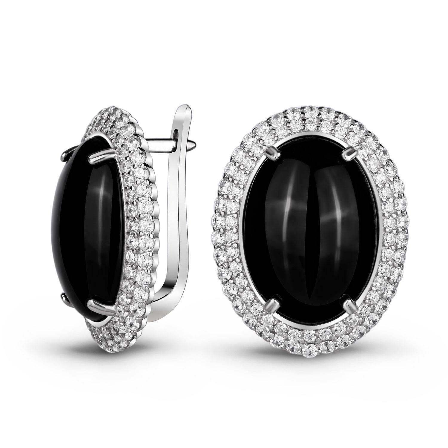 Серьги из серебра с ониксом PDS120O